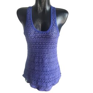 Aqua La Vie En Rose Crochet Cover Up Tank Top M
